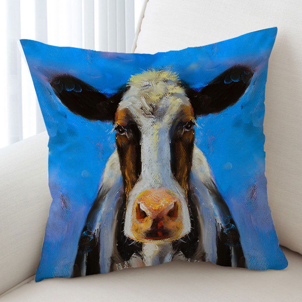 Cow Cushion Art Painting Black and White Cow