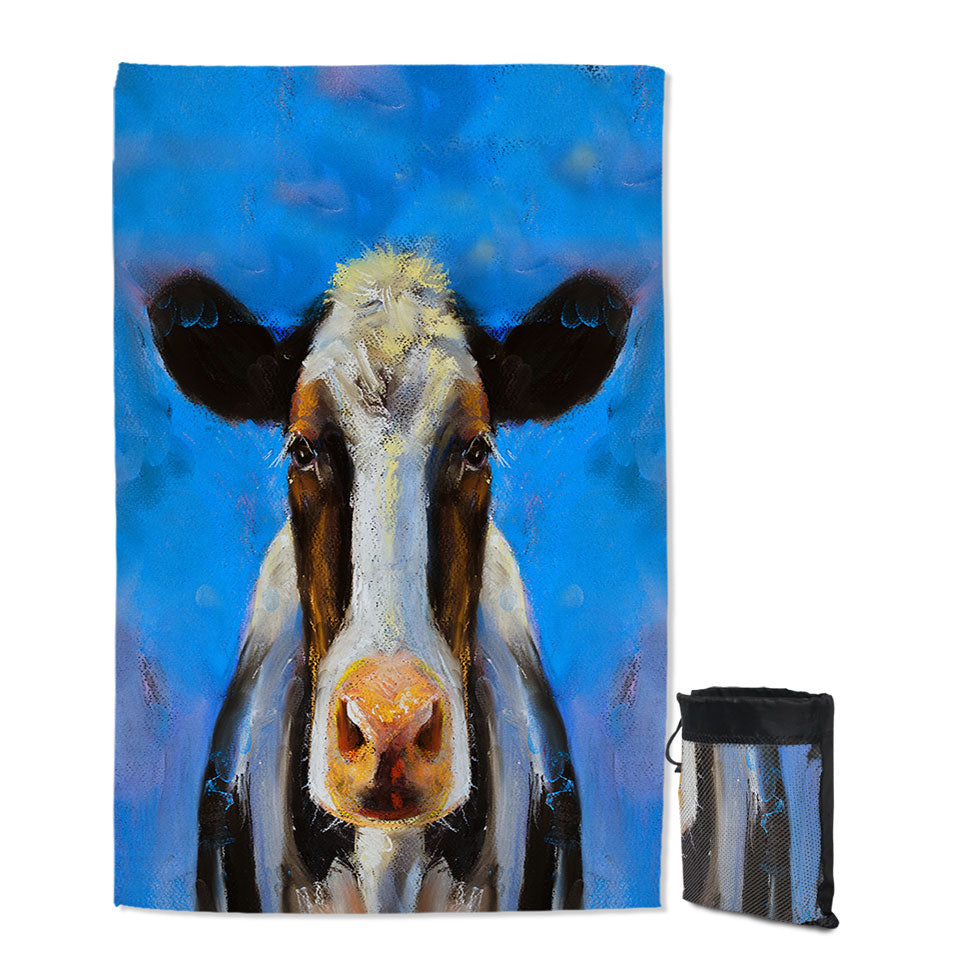 Cow Giant Beach Towel Art Painting Black and White Cow