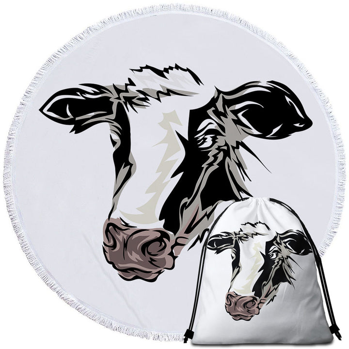 Cow Round Beach Towel