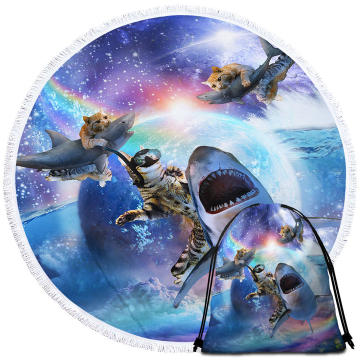 Crazy Cool Space Cats and Sharks Best Beach Towels
