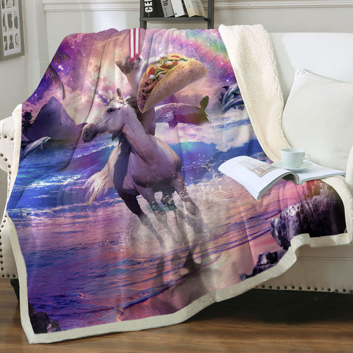 products/Crazy-Funny-Art-Laser-Space-Cat-on-Unicorn-Throw-Blankets