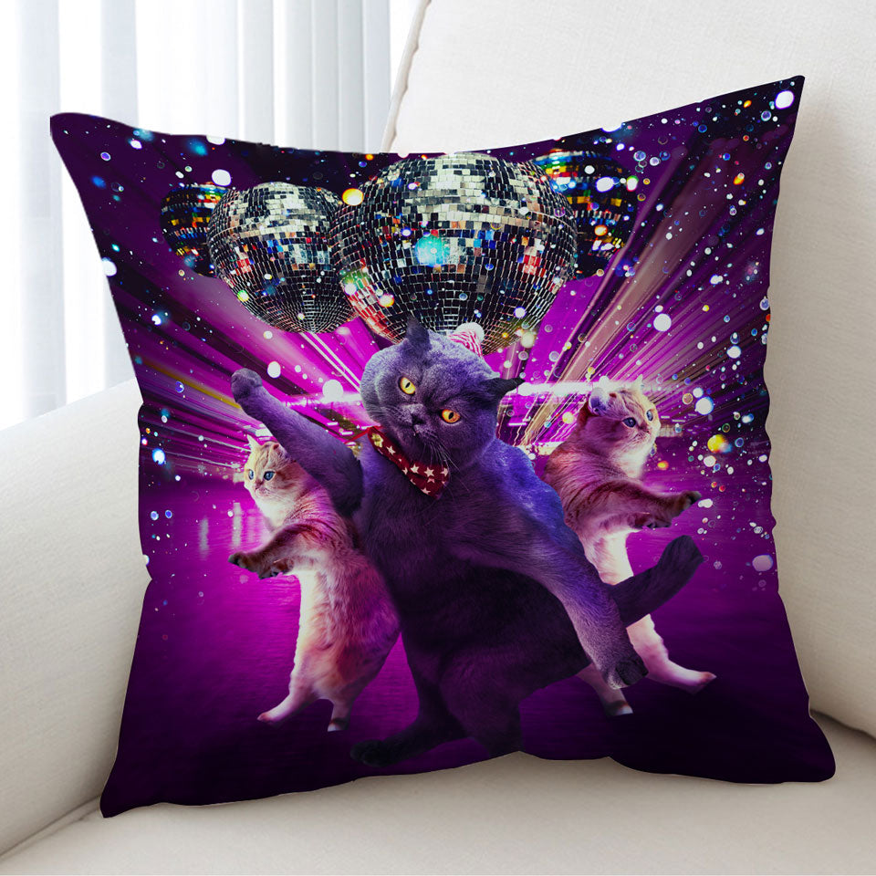 Crazy Funny Cats Cushion Covers Cool Disco Cat Rave