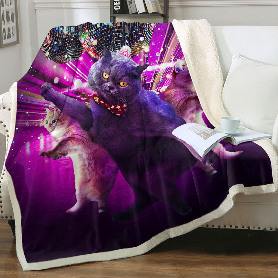 products/Crazy-Funny-Cats-Throw-Blankets-Cool-Disco-Cat-Rave