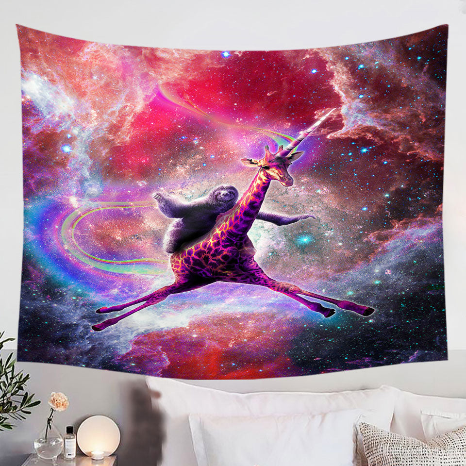 Crazy-Funny-Space-Sloth-Riding-Giraffe-Tapestry-Wall-Art