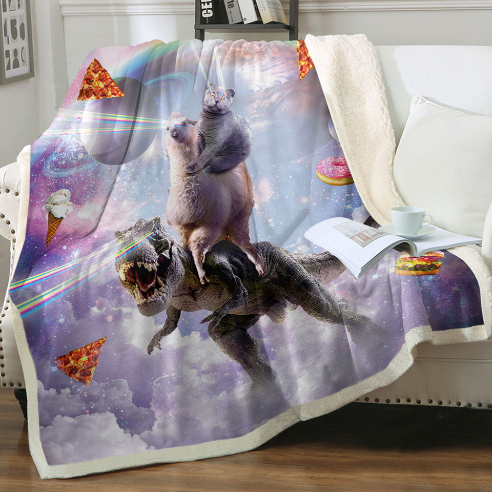 products/Crazy-Throw-Blanket-Space-Art-Funny-Cat-on-a-Llama-on-a-Dinosaur