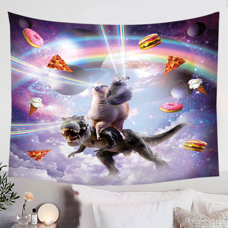Crazy-Wall-Decor-Tapestry-Space-Art-Funny-Cat-on-a-Llama-on-a-Dinosaur