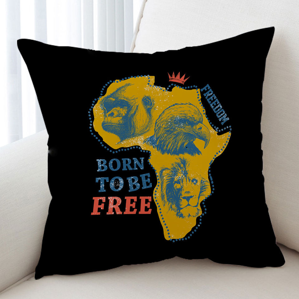 Cushion Cover with Gorilla Lion and Eagle The African Map