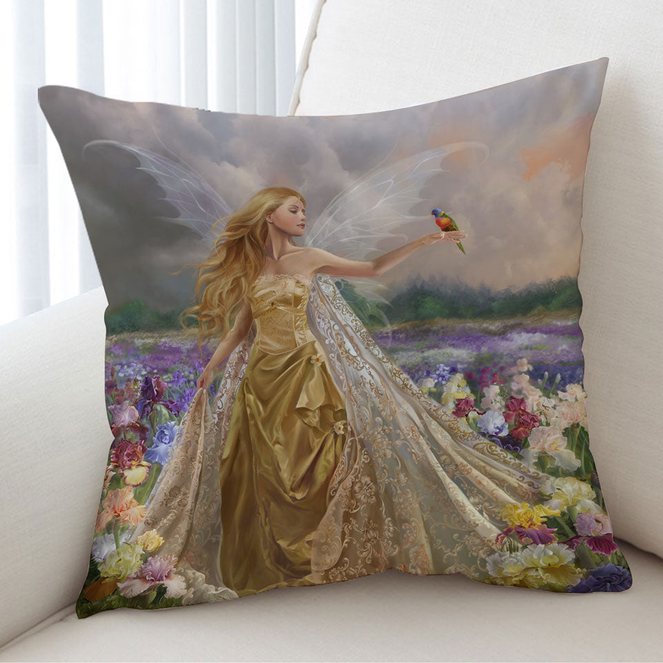Cushion Covers for Girls Flower Field and the Beautiful Blonde Fairy