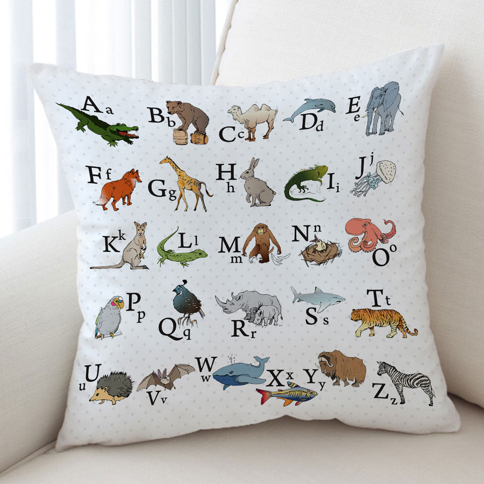 Cushion Covers for Kids Animal Alphabet Kids Design