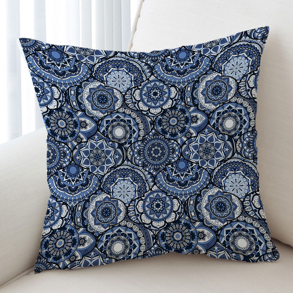 Cushion Covers with Blue Oriental Mandalas