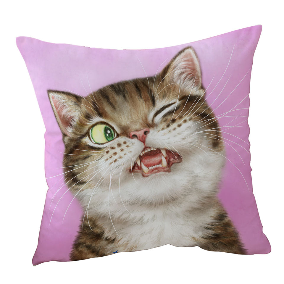 Cushion Covers with Cats Funny Faces Drawings Adorable Tabby Kitty
