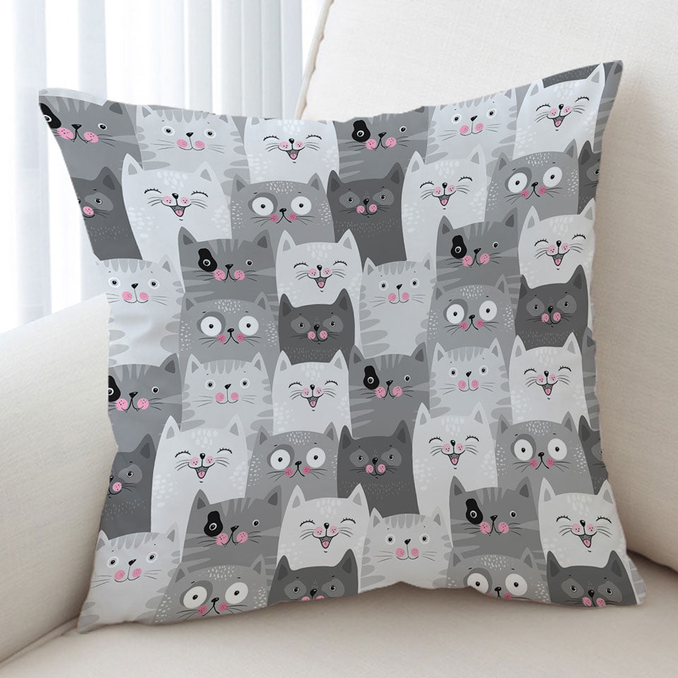 Cushion Covers with Cute and Sweet Grey Cats