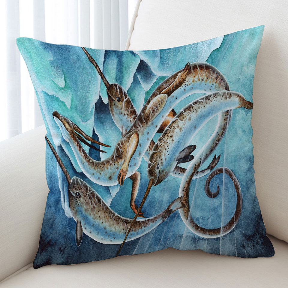 Cushion Covers with Dragon and Fantasy Creatures Art Icy Depths