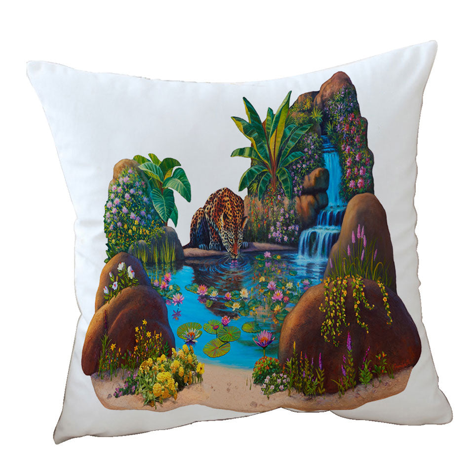 Cushion Covers with Leopard Tropical Watering Hole