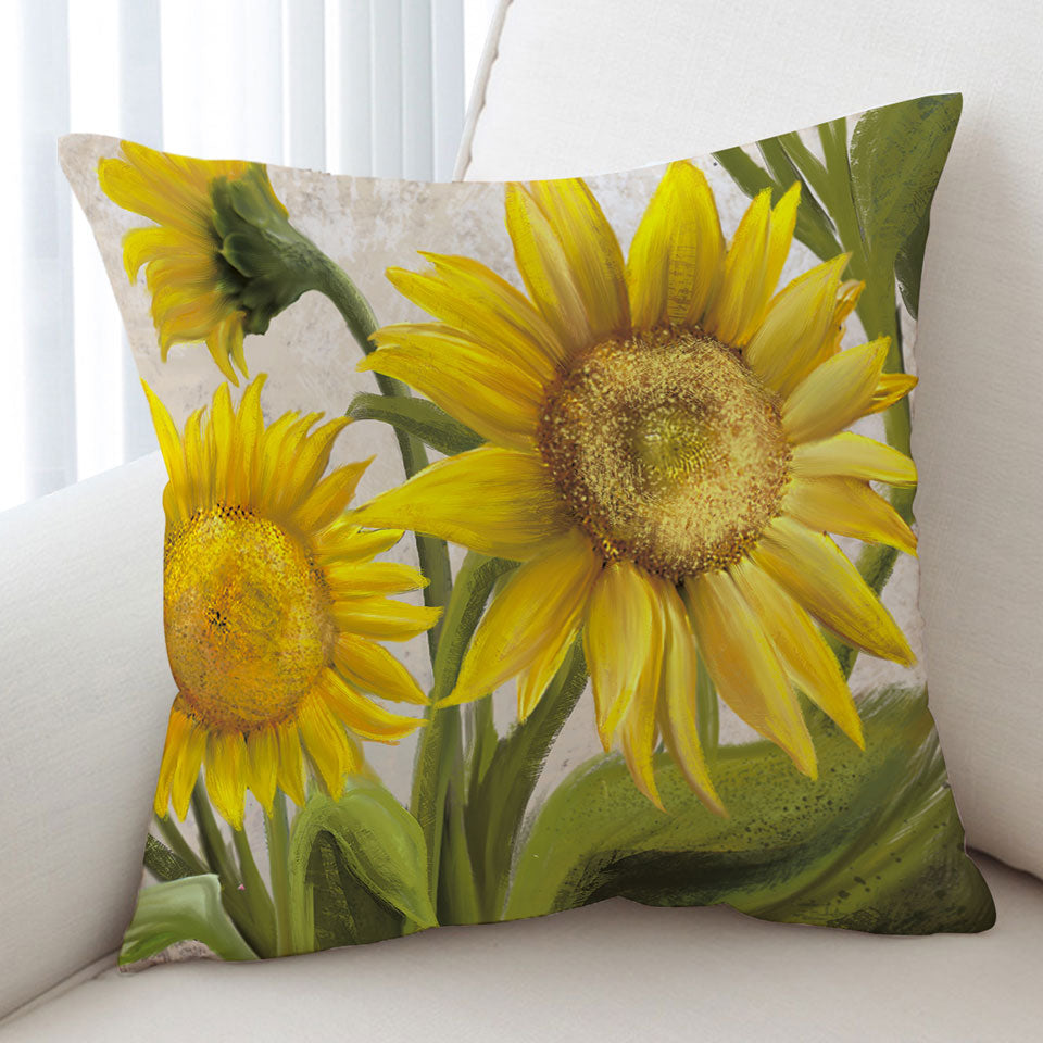 Cushion Covers with Sunflowers Art Beautiful Yellow Flowers