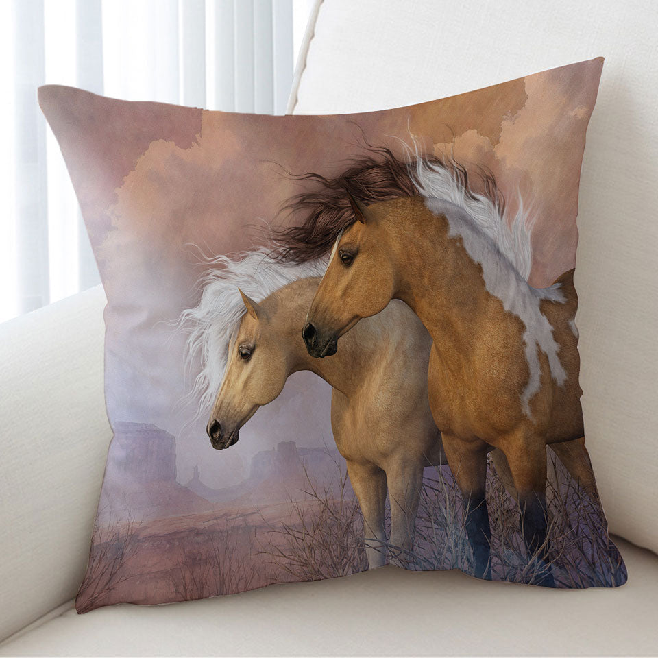 Cushion Covers with Sunset Gold Wild American Horses