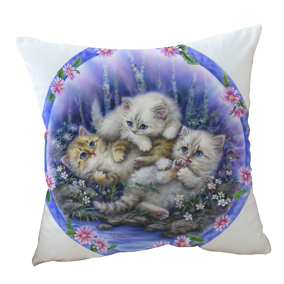 Cushions for Kids Design Cute Three Kittens Outdoor Adventure