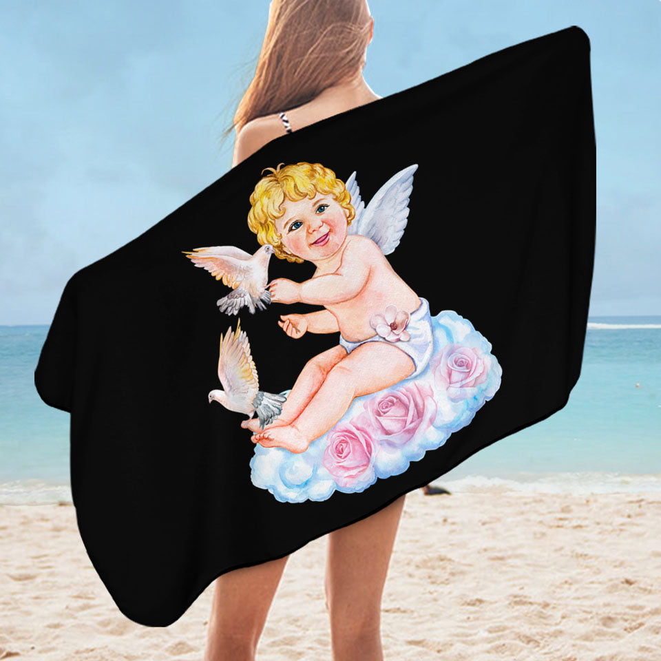 Cute Angel Baby Cupid Beach Towel