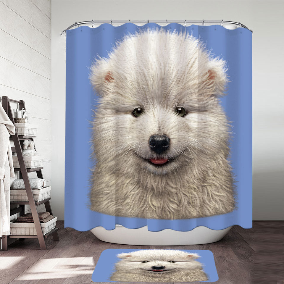 Cute Animal Art Adorable Samoyed Dog Puppy Shower Curtains