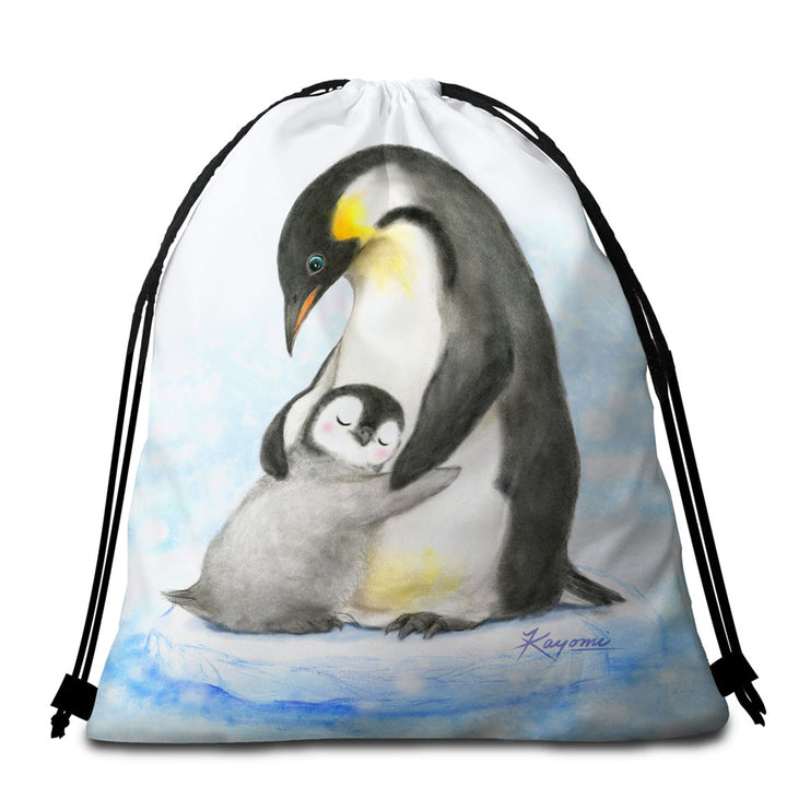 Cute Animal Art Drawings Penguins Beach Towel Pack