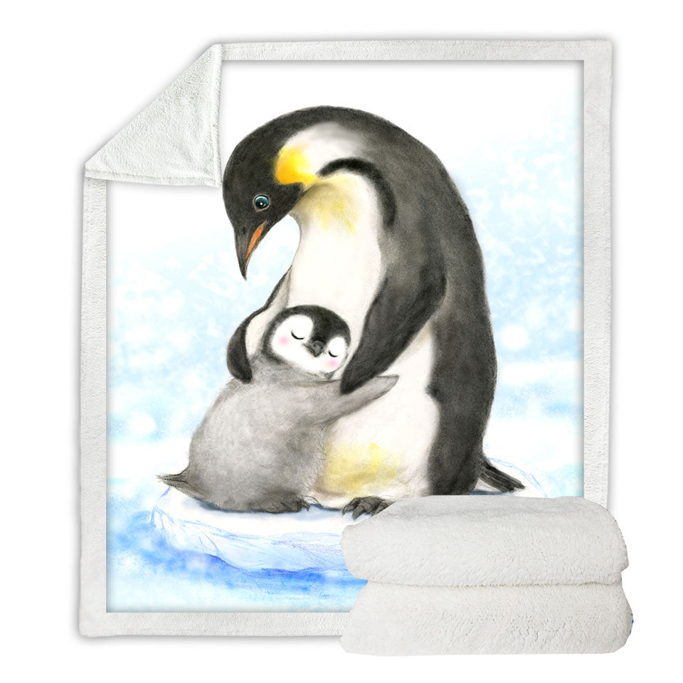Cute Animal Art Drawings Penguins Sofa Blankets