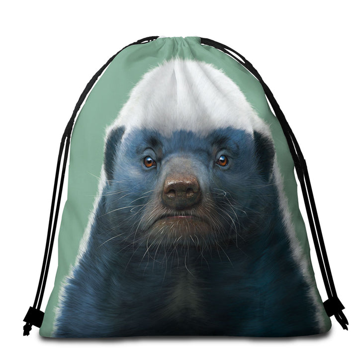 Cute Animal Art Honey Badger Beach Bags and Towels