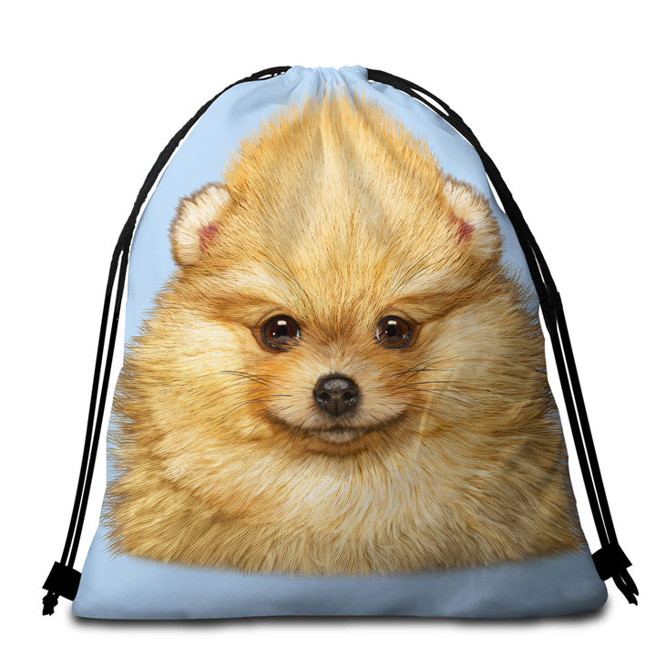 Cute Animal Art Pomeranian Puppy Dog Beach Bags and Towels