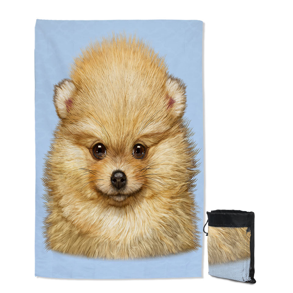 Cute Animal Art Pomeranian Puppy Dog Beach Towels
