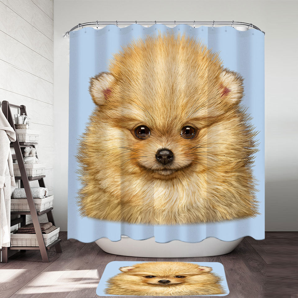 Cute Animal Art Pomeranian Puppy Dog Shower Curtain