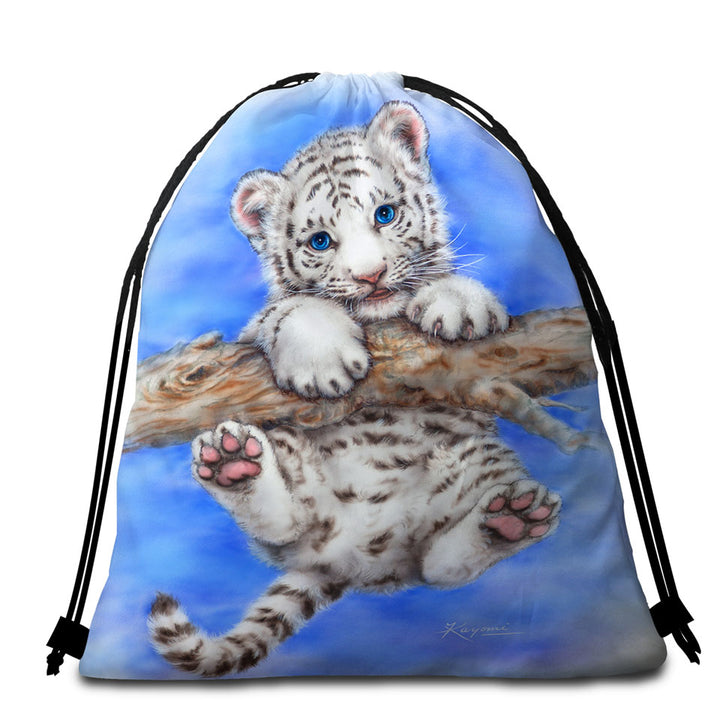 Cute Animal Art White Tiger Cub Adventure