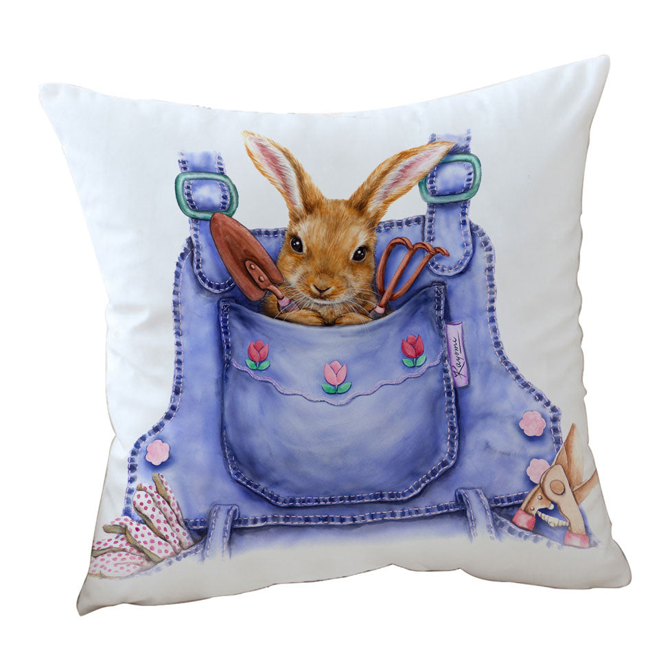 Cute Animal Cushion Covers Art Bunny Overall Pocket