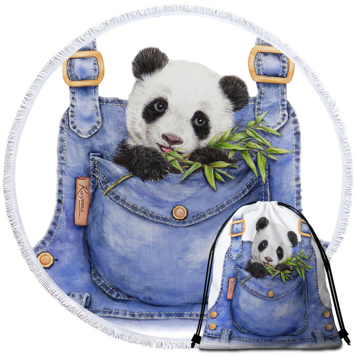 Cute Animal Drawing Panda Boys Beach Towels