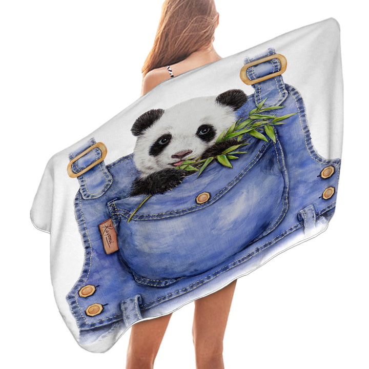 Cute Animal Drawing Panda Childrens Beach Towels