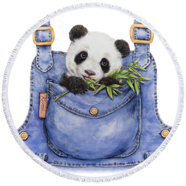 Cute Animal Drawing Panda Kids Beach Towels
