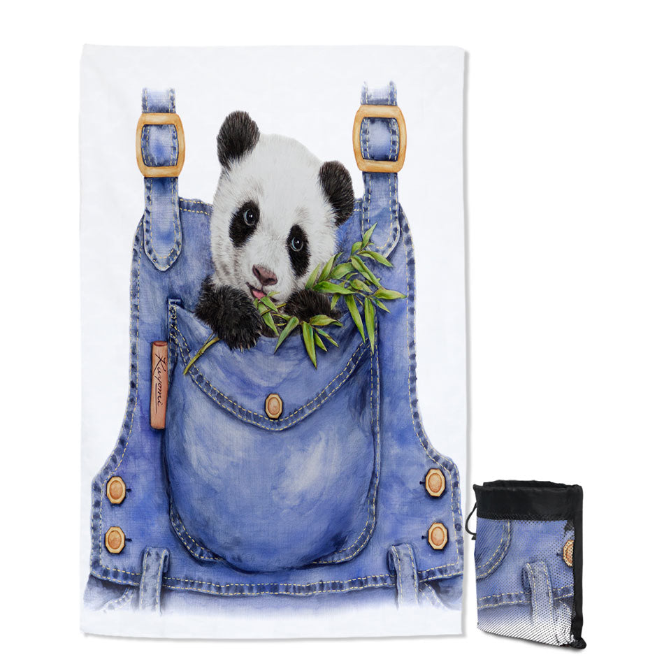 Cute Animal Drawing Panda Kids Swimming Towels