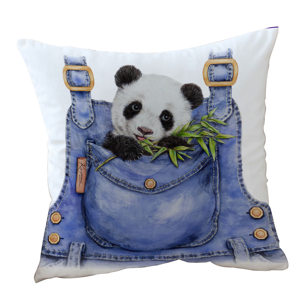 Cute Animal Drawing Panda Throw Pillow Cover
