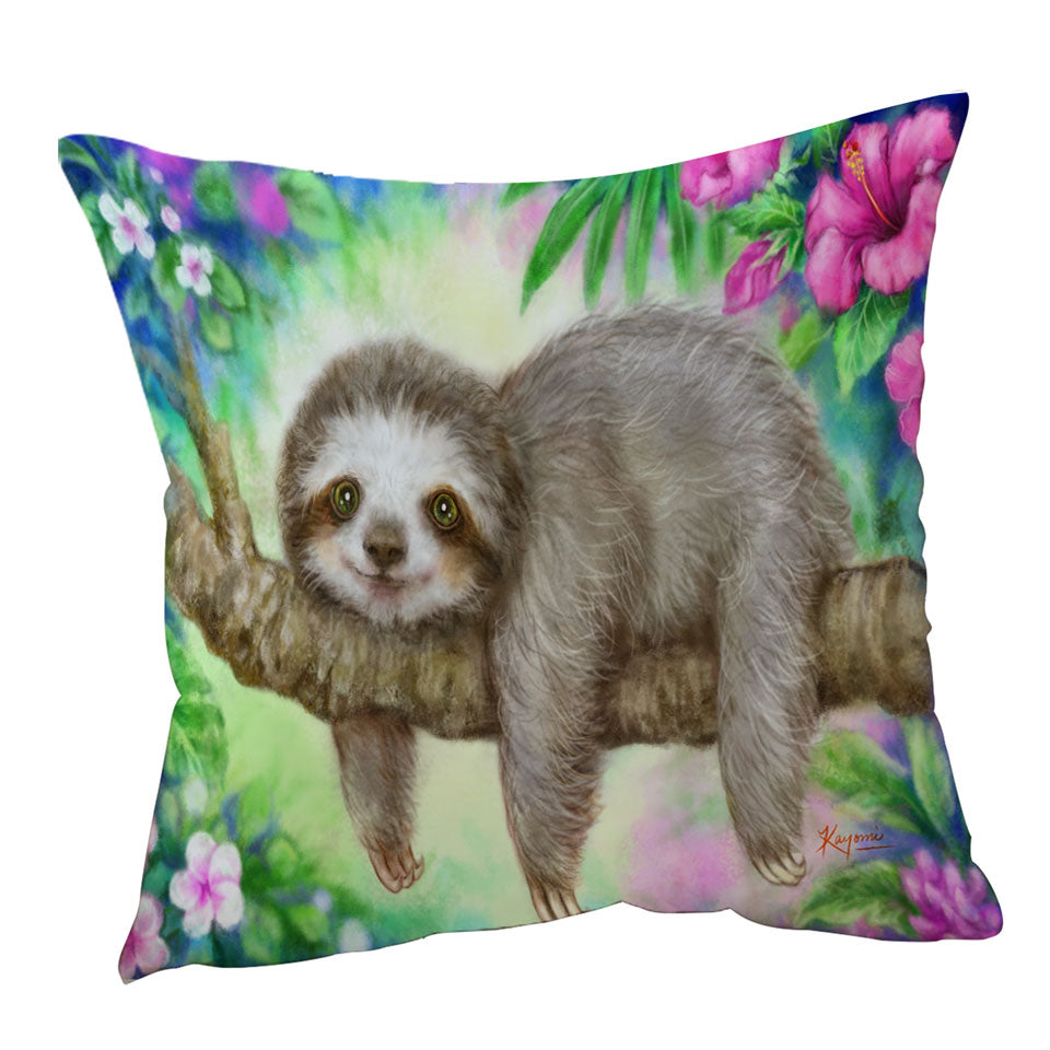 Cute Animal Drawing Sloth Cushion Cover