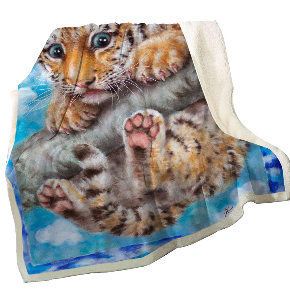Cute Animal Drawings Tiger Cub Lightweight Blankets
