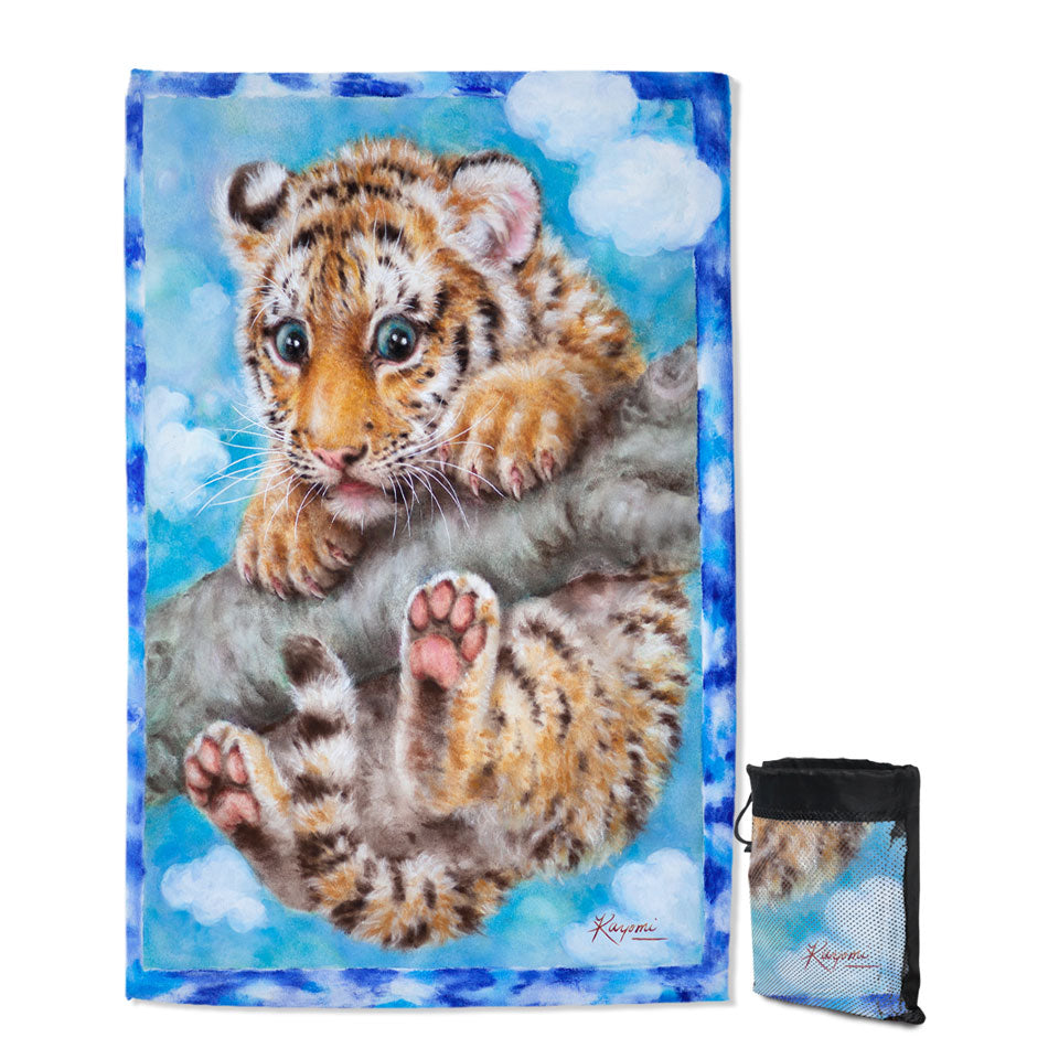 Cute Animal Drawings Tiger Cub Microfiber Towels For Travel