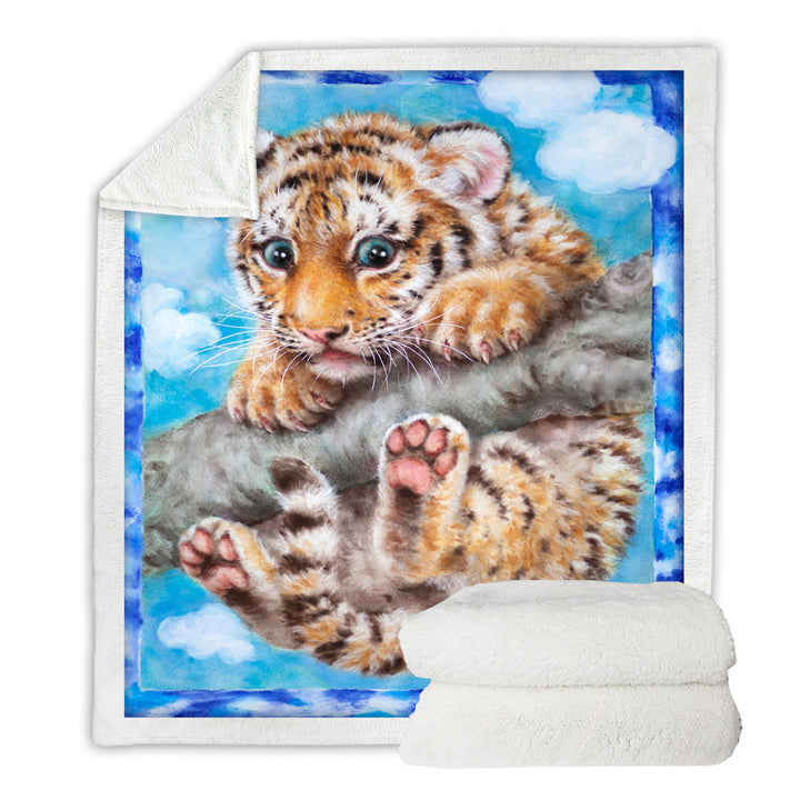 Cute Animal Drawings Tiger Cub Throws