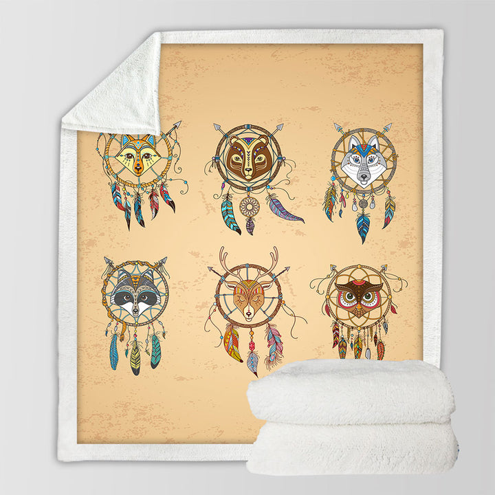 Cute Animal Dream Catchers Fleece Blankets for Kids