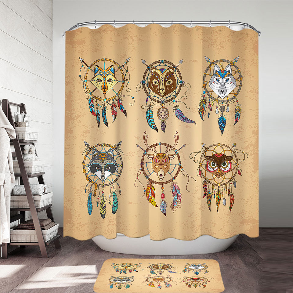 Cute Animal Dream Catchers Shower Curtains for Kids
