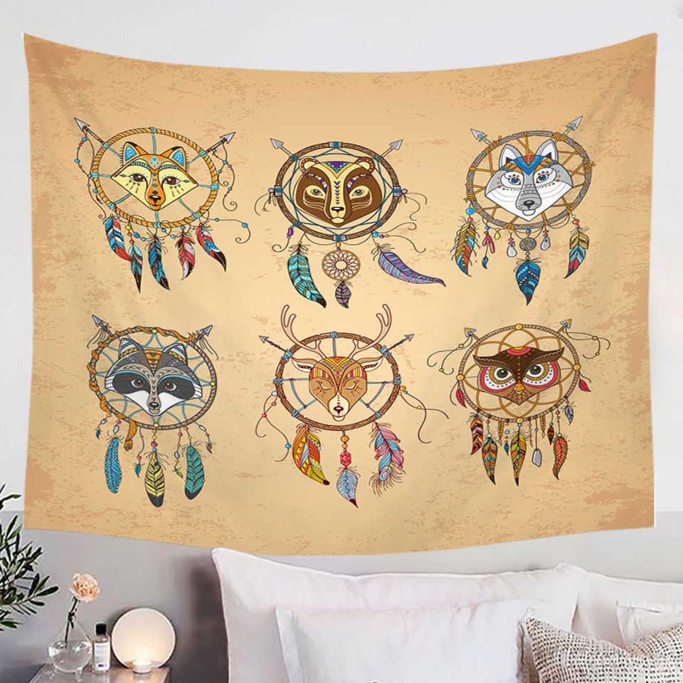 Cute Animal Dream Catchers Wall Decor Tapestry for Kids