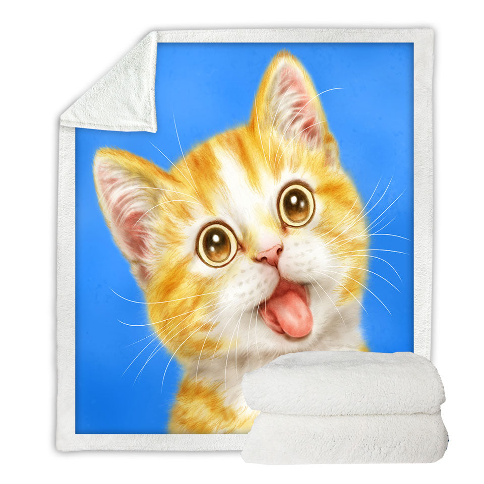 Cute Art Blankets for Kids Happy Kitty Cat