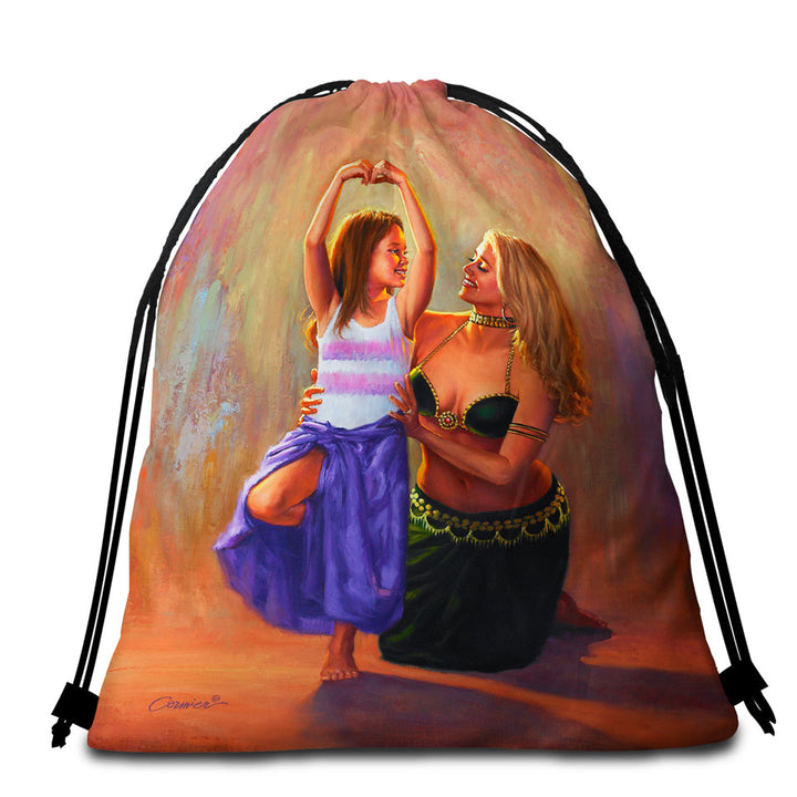 Cute Art Paintings Little Belly Dancer Beach Bags and Towels