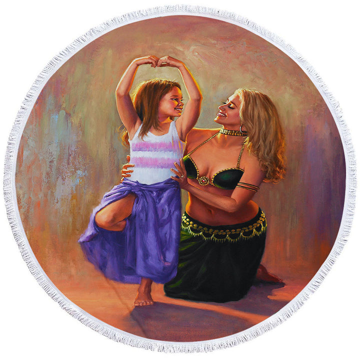 Cute Art Paintings Little Belly Dancer Circle Beach Towel