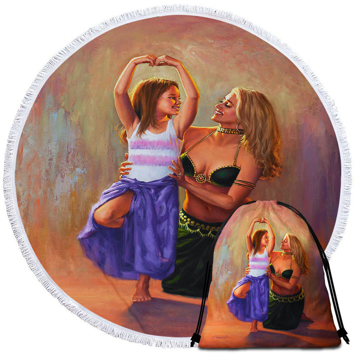 Cute Art Paintings Little Belly Dancer Round Beach Towel