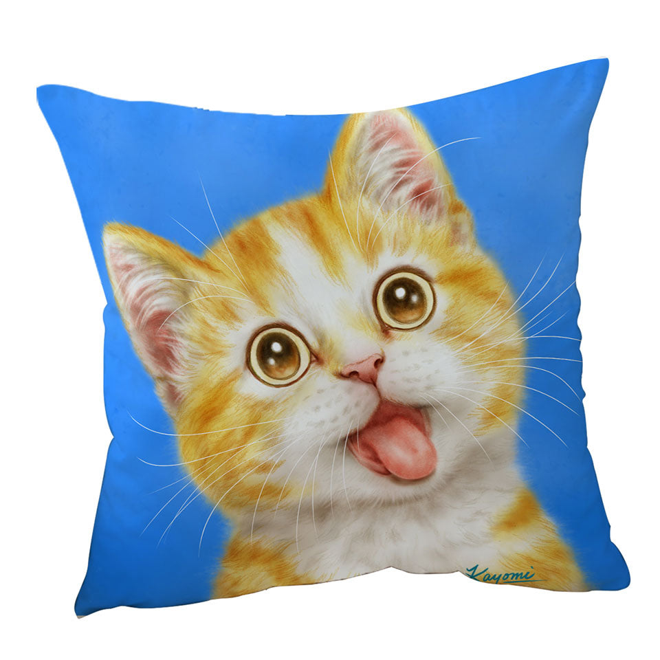 Cute Art Pillow Covers for Kids Happy Kitty Cat