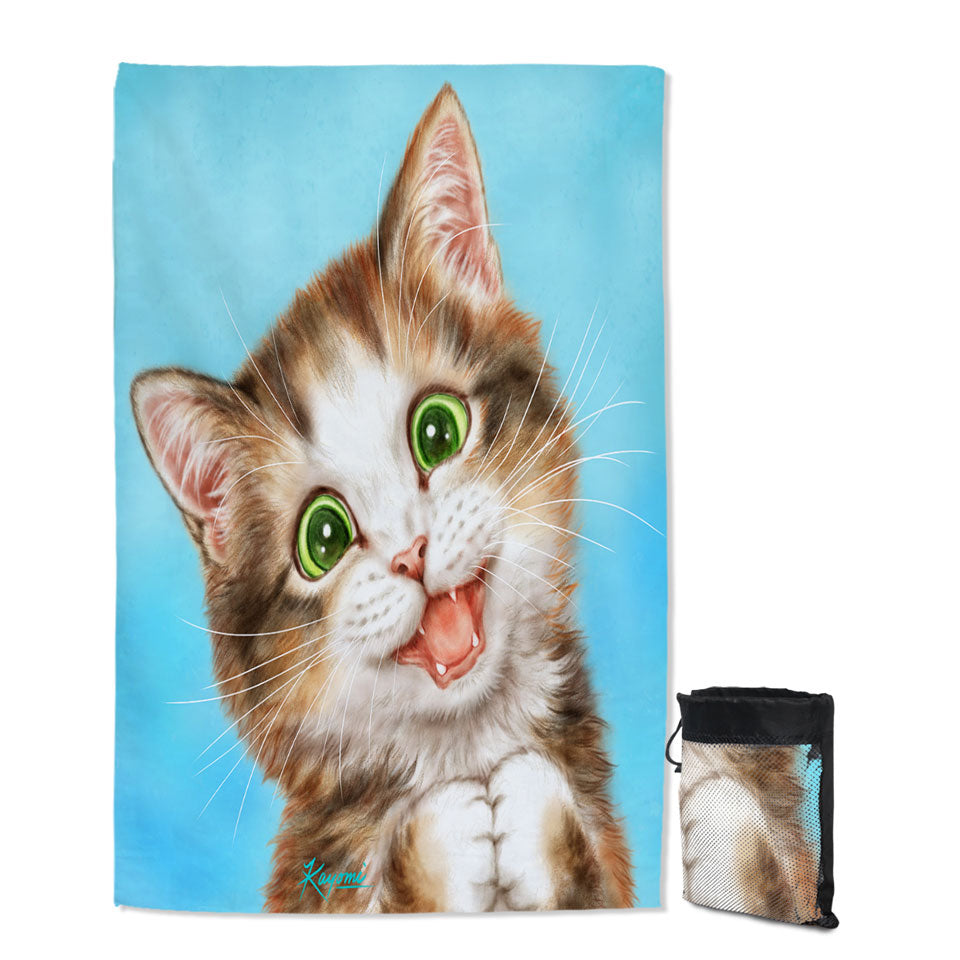 Cute Art Swimming Towels for Kids Sweet Innocent Kitty Cat