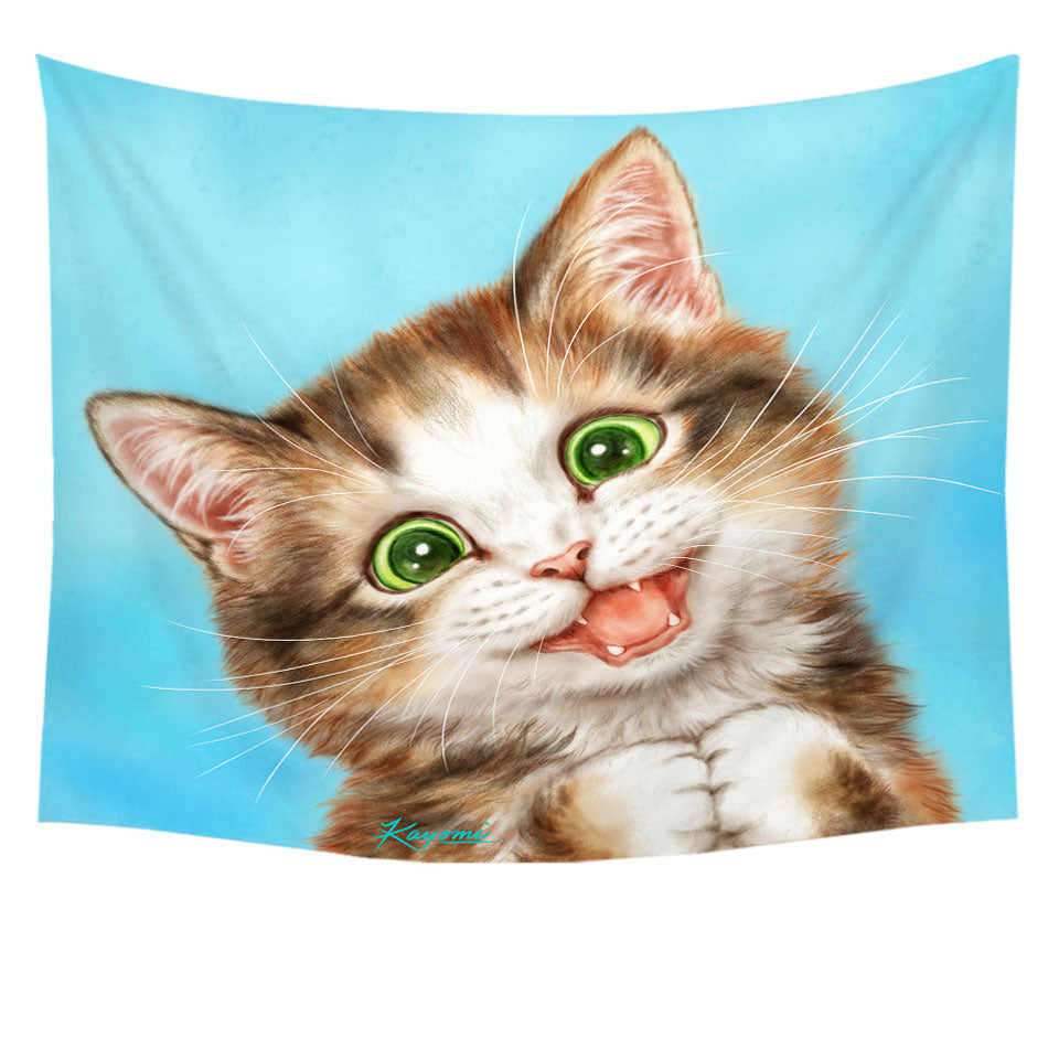 Cute Art Tapestry Decor for Kids Sweet Innocent Kitty Cat